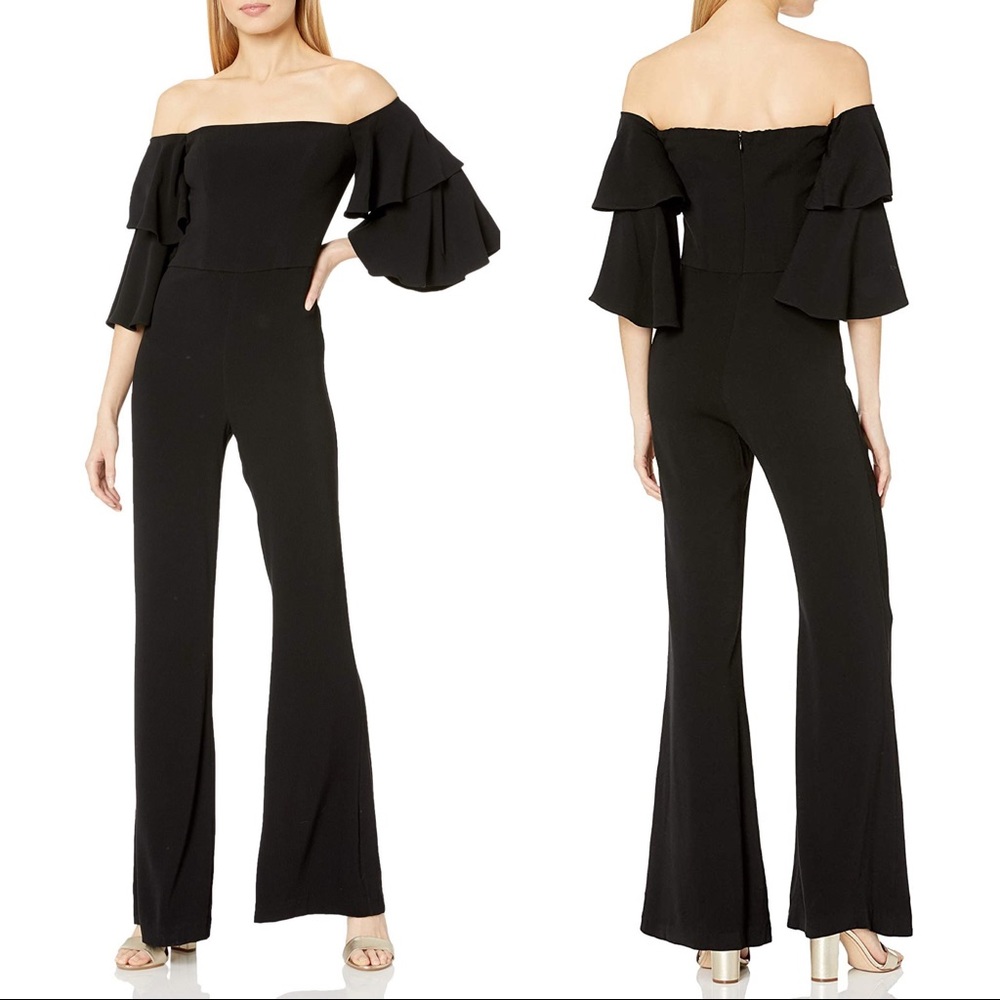 Nicole Miller Crepe Ruffle Jumpsuit
